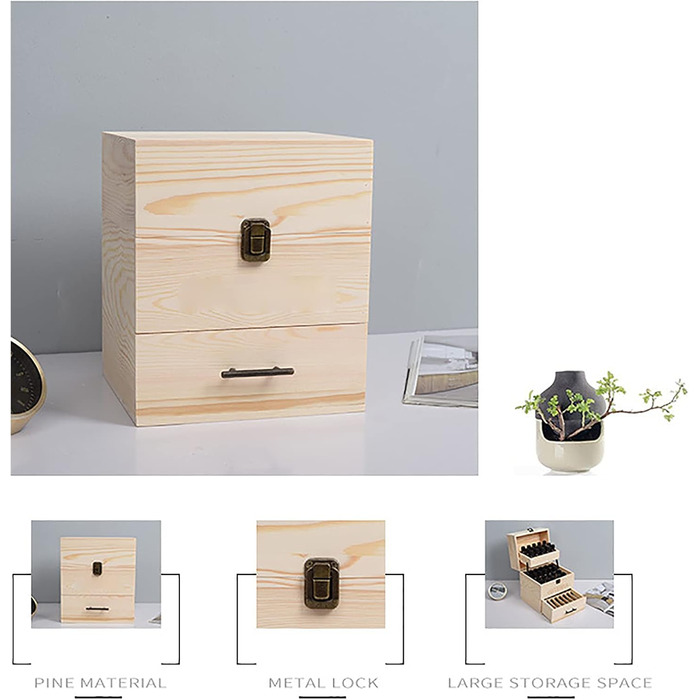 Рівневий дерев&39яний футляр для зберігання ефірних олій, футляр для ефірних олій, коробки для зберігання на 59 отворів, для флаконів об&39ємом 15 мл та 10 мл, лак для нігтів, 3-рівневий, 59 отворів, 3-