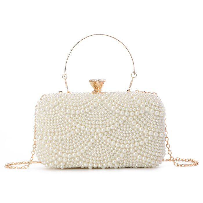 Жіноче перлове клатч-схвачення, елегантні весільні сумочки, вечірня сумочка, сумочка для нареченої, сумка на ланцюжку для вечірки та випускного, біла