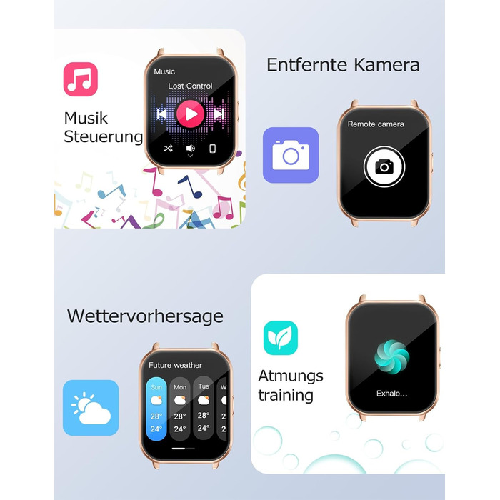 Розумний годинник RUIMEN з функцією телефону, розумний годинник для жінок та чоловіків, фітнес-годинник із сенсорним HD-екраном та моніторингом SpO2, монітором серцевого ритму, монітором сну, крокоміром, режимами кількох тренувань для Android та iOS, фіол
