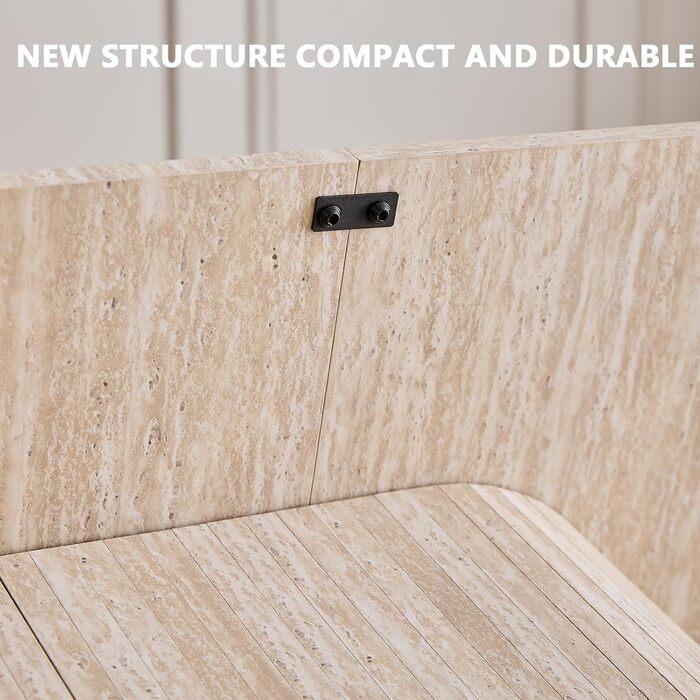 Прямокутний обідній стіл, сучасна стільниця з МДФ, кухонний стіл у скандинавському стилі, рейковий дизайн, підходить для вітальні та їдальні, жовтий травертин