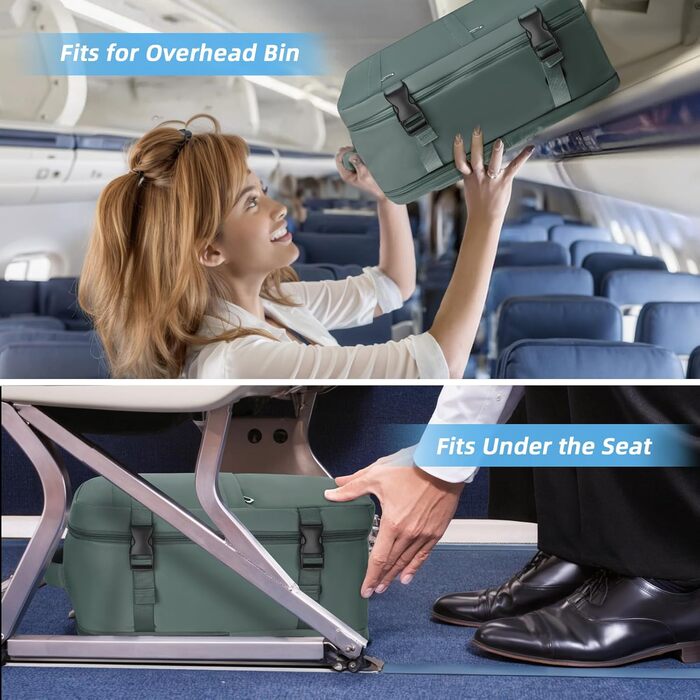 Дорожній рюкзак 20 л 40x20x25 см, ручна поклажа, сумісний з Ryanair/EasyJet, рюкзак для ноутбука 14 дюймів, легкий рюкзак для салону з відділенням для колясок, для бізнесу, навчання, подорожей - Зелений