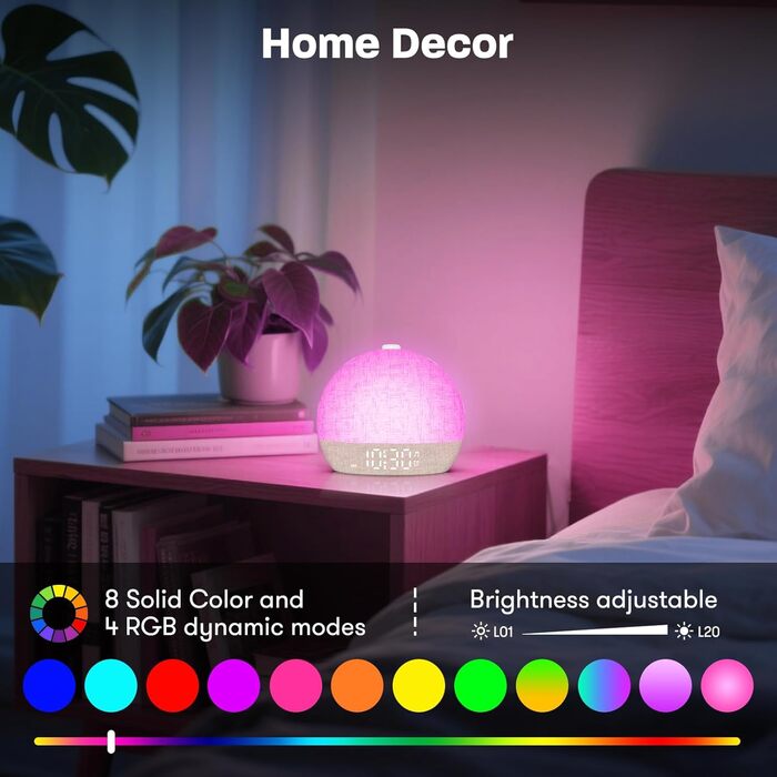 Будильник з денним світлом, ніжне пробудження для тих, хто міцно спить, будильник зі світлом сходу сонця з 30 природними звуками та таймером сну (15/30/60/180 хвилин), будильник для спальні з 7 мелодіями пробудження, подарунки для жінок, чоловіків та підл