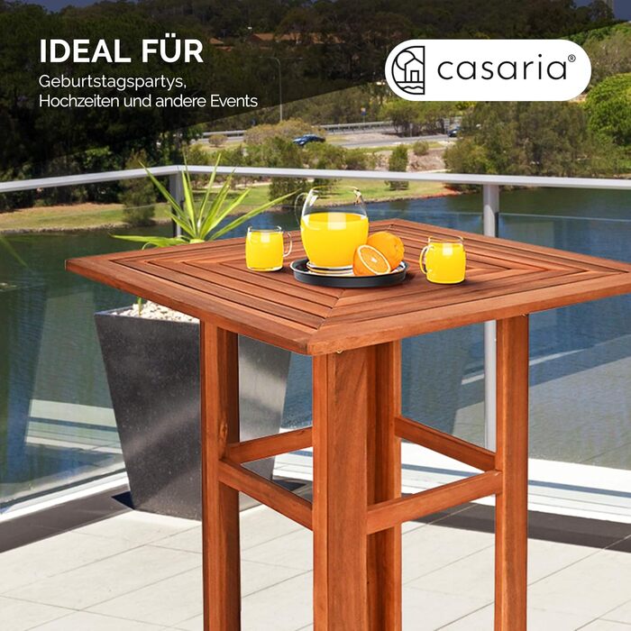 Дерев&39яний стіл Casaria, висота 110 см, 75 x 75 см, прямокутний, масив дерева, рустикальний, для приміщень/вулиці, бістро-стіл, пивний стіл, садовий стіл, стіл для вечірок, барний стіл