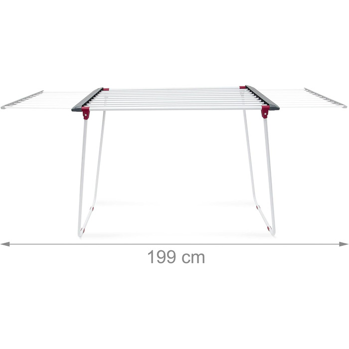 Сушарка для білизни Relaxdays, висувна, залізна, довжина сушіння 18 м, сушарка для білизни, ВхШхГ прибл. 91 x 199 x 63 см, біла