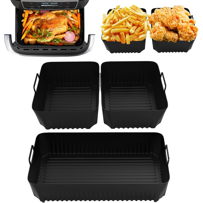 Силіконова форма для фритюрниці Ninja AF500EU, 3 шт. Аксесуари для фритюрниці 10,4 л і 5,2 л Силіконова форма, аерофритюрниці Аксесуари для Ninja Af500EU Af500EUCP 10.4L(2)