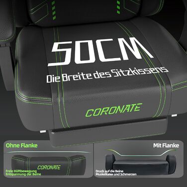 Ергономічне ігрове крісло з регульованою спинкою та функцією повороту на 360 - Офісне крісло для дорослих/молоді 150 кг, тканинне крісло з ПК зеленого кольору для домашнього офісу/ігор