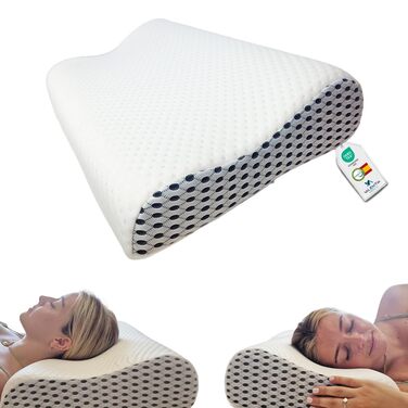 Ортопедична подушка - подушка для підтримки шиї - сертифікована Oeko-Tex - подушка для зняття болю в шиї - подушка з піни з ефектом пам&39яті - ергономічна подушка - суперм&39яка тканина, яку можна прати внутрішній чохол