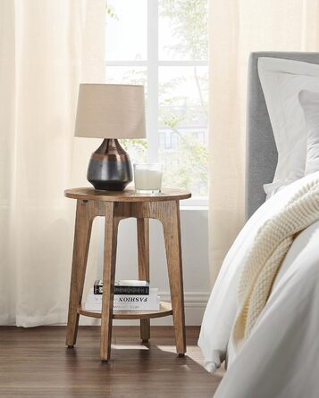 Журнальний столик VASAGLE, маленький круглий столик для вітальні, тумбочка для невеликих приміщень, з полицею, сучасний стиль, медово-коричневий LET283T41 Коричневий (Marrn Miel)