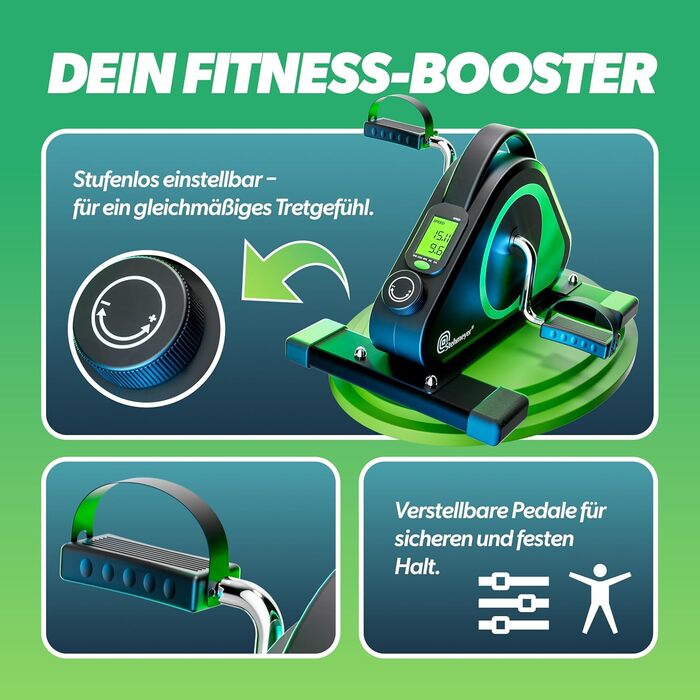 Педальний тренажер STEHMEYER для людей похилого віку, міні-велотренажер Надзвичайно тихий та безпечний для суглобів тренажер для рук і ніг з ремінцем для кріплення Настільний велотренажер з РК-дисплеєм для дому, офісу та реабілітації
