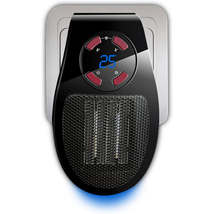 Обігрівач Taurus Tropicano Plug Heater, міні-керамічний, портативний, легкий та компактний, бездротовий вентилятор-обігрівач, програмований термостат, 2 рівні потоку, режим охолодження, 500 Вт, пластик, чорний