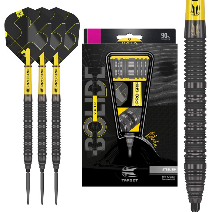 Набір дротиків Target Darts Bolide Void 90 вольфраму, сталеві наконечники зі швейцарськими наконечниками 21G/22G/23G/24G/25G/25G Професійні набори дротиків, чорні дротики, швейцарські наконечники - інструмент у комплекті, ствол 23G 01