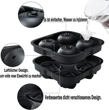 Форма для льоду FINIBO Ice Cube Rose, XXL 4-камерний кубик льоду в рожевому дизайні, легко знімна силіконова форма для льоду з кри