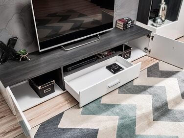 Модульна настінна шафа для вітальні SOLIDO Twin, стінка під телевізор, білий глянець