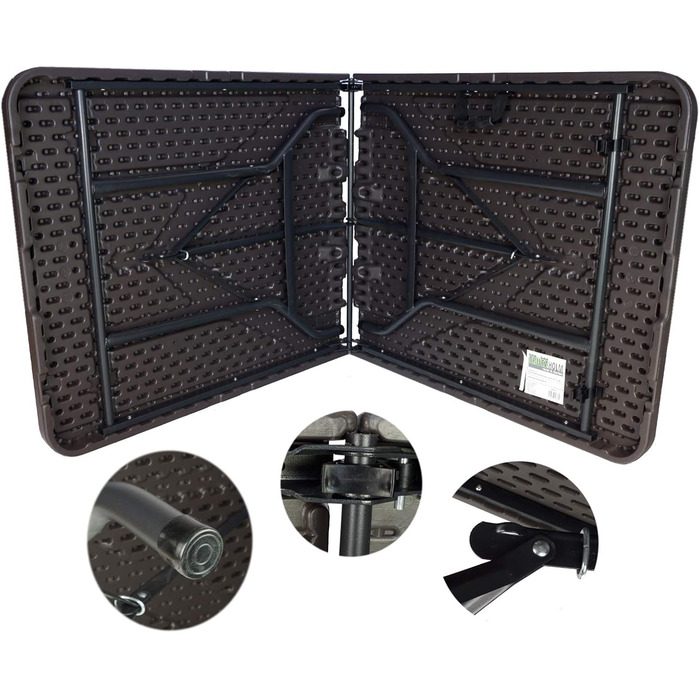 Стіл-фуршет TRUTZHOLM, розкладний стіл, 180 x 75 см, імітація дерева, складаний, пластик, садовий стіл, стіл для пивного намету, кемпінговий стіл, стіл для вечірки, приставний столик