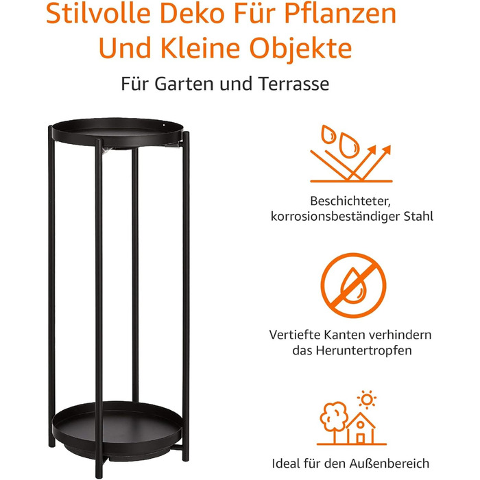 Підставка для рослин з круглого металу з покриттям Storeo Basics для використання в приміщенні та на вулиці, чорна
