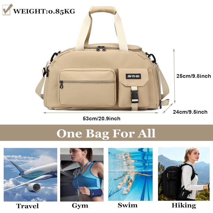 Спортивна сумка для чоловіків та жінок, дорожня сумка 32 л з відділенням для взуття, відділенням для вологи, тренувальна сумка з рюкзаком, дорожня сумка для вихідних, сумка для ручної поклажі, сумка для плавання для спорту, для подорожей, для спортзалу, с