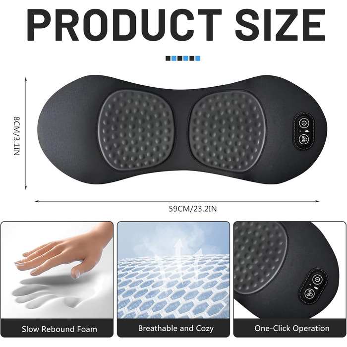 Поперекова опорна подушка 3-в-1, електрична поперекова опорна подушка з підігрівом та вібрацією, поперековий масажер для полегшення болю в попереку та хребті (A)