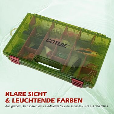 Прозора скринька для рибальських снастей з вимірювальною лінійкою, регульованими роздільниками та нековзними подвійними засувками для рибальських аксесуарів Ергономічна ручка (опціонально) з ручкою для перенесення, 2 шт. (27,5*18,5*4,2 см), 3600 -
