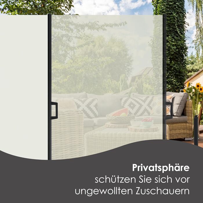 Розсувна бічна маркіз KESSER 180 x 300 см, непрозора, захист від вітру та конфіденційності для саду, балкону та тераси, бічна рулонна штора з настінним кріпленням, вкл. захист від негоди та монтажні аксесуари, бежевий 300 x 180 см