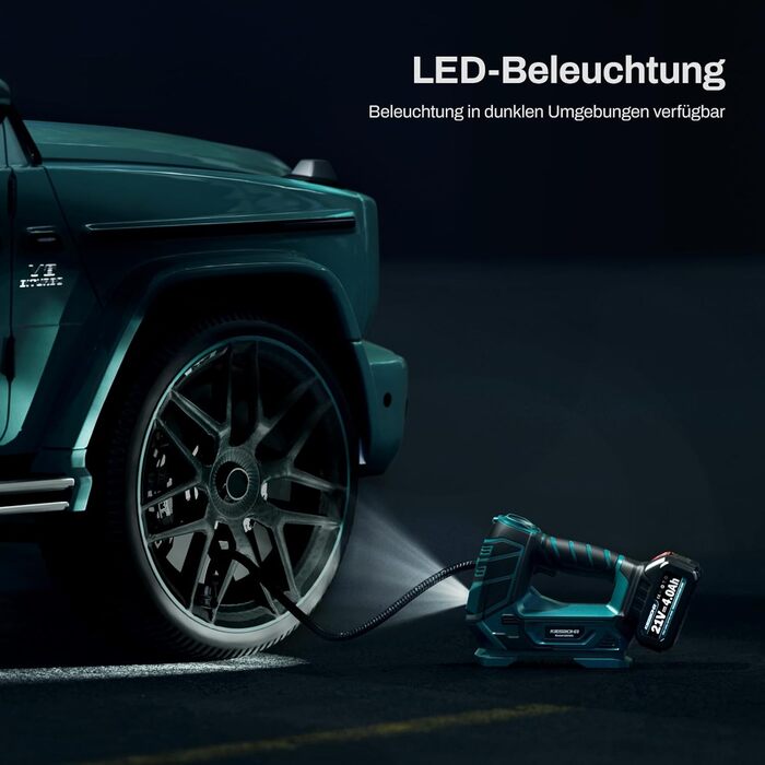 Акумуляторний компресор KIESBOHR 11 бар, велосипедний насос, електричний повітряний насос з функцією автоматичної зупинки, світлод