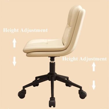 Невелике офісне крісло без підлокітників з низькою спинкою, косметичне крісло зі штучної шкіри на колесах для жінок, регульоване по висоті, обертові крісла для макіяжу (чорне, чорні ніжки) чорні чорні ніжки