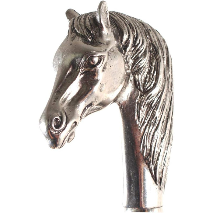 Дизайнерський ріжок для взуття 70 см зі срібною ручкою у вигляді кінської голови, чорний дерев'яний стрижень