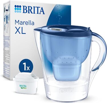 Фільтр для води BRITA Глечик-глечик Marella XL синій (3,5 л) в т.ч. картридж MAXTRA PRO All-in-1 фільтр для води для зменшення вапняного нальоту, хлору, свинцю, міді та речовин, що погіршують смак у воді Неодружений