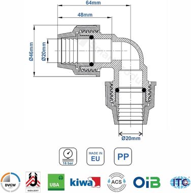 Труба SmartProduct PE 20 мм x 15 метрів PN16 PE-HD для прокладки, питна вода DVGW, водопровідна труба водопровідна труба поливальна пластикова труба чорна в т.ч. 2 муфти 20 мм з кутом 90