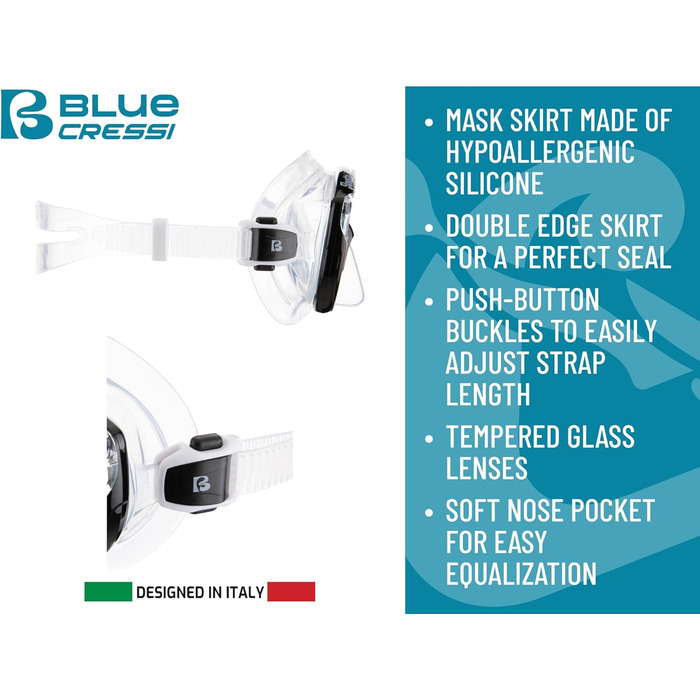 Комбо Cressi Tinetto Mini Island, один розмір, прозорий/чорний