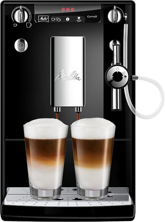 Повністю автоматична кавоварка - з молочною системою - піноутворювач молока - 3-ступінчаста регульована міцність кави - чорна (E957-201) Чорна повністю автоматична кавоварка