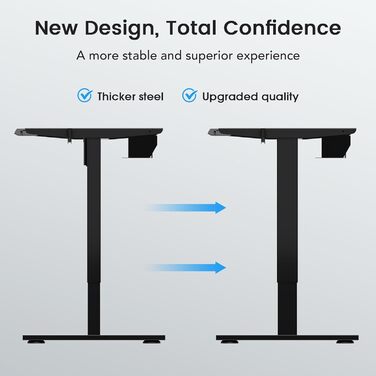 Електричний стіл для роботи сидячи та стоячи, електрична рама з потужним двигуном, функцією пам&39яті та запобігання зіткненням, порти USB-A та Type-C, регулювання висоти (70119 см), K2303