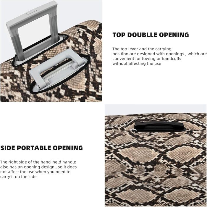 Чохол для багажу Зміїна шкіра, камуфляжний, м'який, стильний, чорний, XL