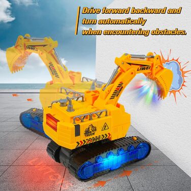 Іграшка-екскаватор Kizeefun, водіння 2-в-1 з дистанційним керуванням, електричний робот-екскаватор із музикою та світлом, автомати