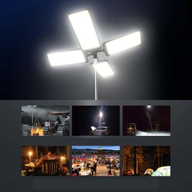 Світлодіодний прожектор Wiltec Camping Lamp V2 115 Вт 11224 люмен з телескопічною стійкою та кронштейном з регулюванням висоти підключення до джерела живлення 12 В для кемпінгу, активного відпочинку, будівельних майданчиків та надзвичайних ситуацій