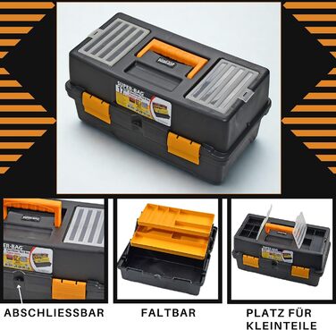 Ящик для інструментів - Порожній ящик для рибальських снастей 17&39 - Складаний та розкладний, 2 рівні - Органайзер та ящик для сортування дрібних деталей - Ящик/ящик для зберігання рибальських снастей - для шкантів, цвяхів, рибальських аксесуарів