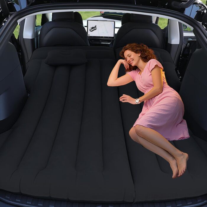 Автомобільний матрац, надувний матрац для позашляховика, потовщений автомобільний матрац, надувне ліжко для багажника/заднього сидіння, надувний матрац для моделі Y/позашляховика/фургона/мінівена, для подорожей/кемпінгу/дому/на природі, чорний