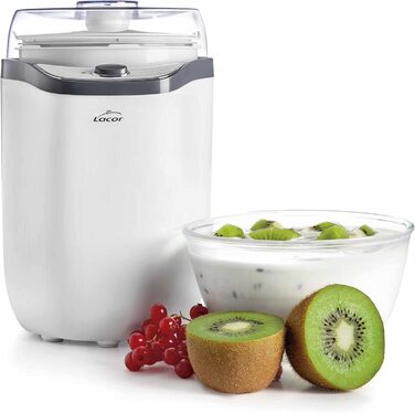 Йогуртниця Lacor 69246, пластикова кришка, включаючи два контейнери 1,6 л і 1,8 л, чашки, які можна мити в посудомийній машині, 8-14 годин Підготовка 20 Вт, поліпропілен, 1,8 літра, поліпропілен, білий