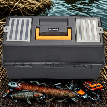 Ящик для інструментів - Порожній ящик для рибальських снастей 17&39 - Складаний та розкладний, 2 рівні - Органайзер та ящик для сортування дрібних деталей - Ящик/ящик для зберігання рибальських снастей - для шкантів, цвяхів, рибальських аксесуарів