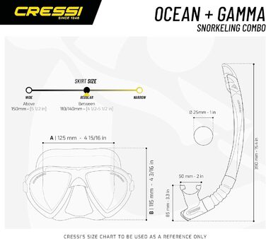 Маска для підводного плавання CRESSI Ocean Gamma для дорослих з окремими лінзами, силіконовим ущільненням, малим внутрішнім об&39ємом та комфортом, трубка для фрідайвінгу, підводного плавання, дайвінгу, набір для підводного плавання, чорний/чорний