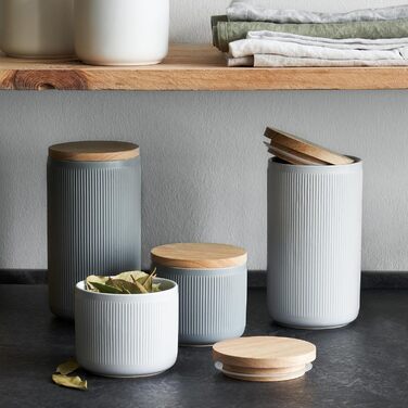 Керамічні банки для зберігання SPRINGLANE 2 шт. Набір з дерев'яними смужками кришки, гумовими дерев'яними кришками, ящиками для зб