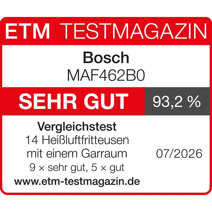 Аерофритюрниця Bosch Serie 4 XL, чорна, об'єм 6,1 л, 7 попередніх налаштувань, функції розморожування та підігріву, сенсорний екран, прискорене приготування до 60, MAF462B0
