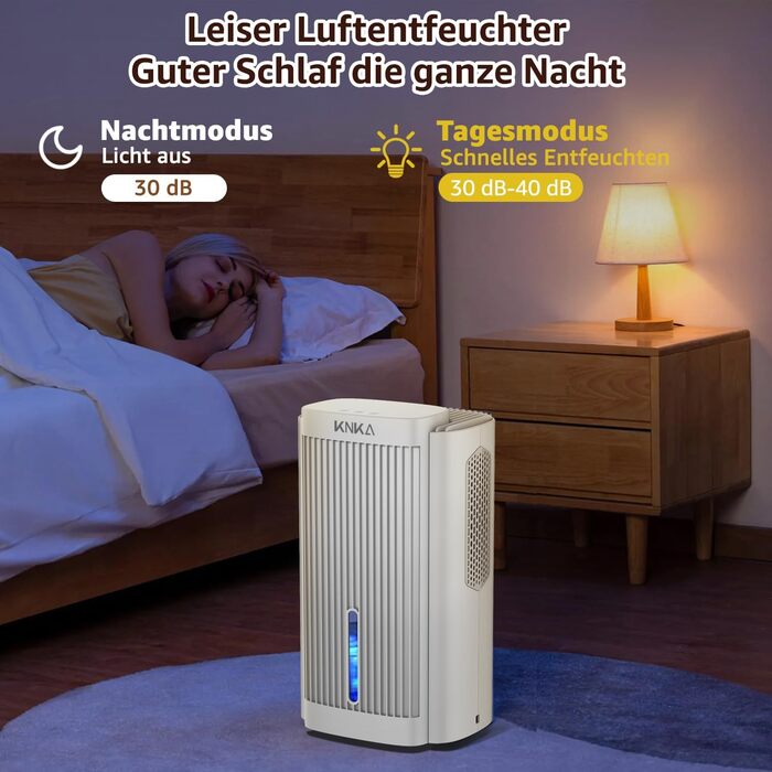 Осушувач повітря, електричний осушувач повітря, 1,1 л/т (2,5 л), кімнатний осушувач повітря до 30 дБ для квартири, ванної кімнати,