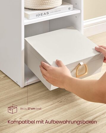 Колекція Custos - Книжкова полиця, 5-ярусна полиця, Відкрита полиця для зберігання, 24 x 30,2 x 134,2 см, для вітальні, домашнього офісу, їдальні, Хмарно-білий LBC419W01 5 ярусів (30,2Ш см) Хмарно-білий