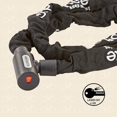 Замок велосипедний Prophete, ланцюговий з автоматичним замиканням, захист від втрати ключа, довжина 120 см, колір чорний