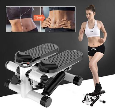 Степер-гойдалка, степер вгору-вниз, степер-гойдалка вгору-вниз з силовими канатами, цілісне тренування, тренажер 2-в-1 до 100 кг, міні-степер для домашнього використання, чорний