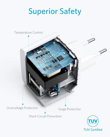 Надзвичайно компактний зарядний пристрій USB, потужність 2,5 А, сумісний з iPhone XS/XS Max/XR/X / 8/7 / 6 / Plus, iPad Pro/Air 2