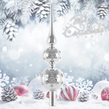 Срібна верхівка для ялинки 31 см ZZOUFI