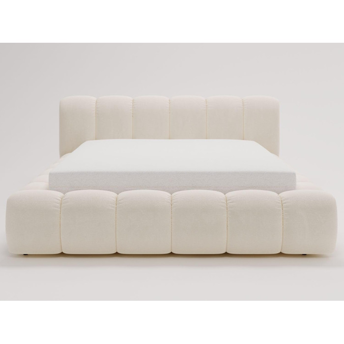 Ліжко GRAINGOLD Doria 180x200, М&39яке ліжко з ящиком для зберігання, Велюр, з рейковим каркасом, з узголів&39ям, без матраца (Кремовий, 180x200) Кремовий 180x200