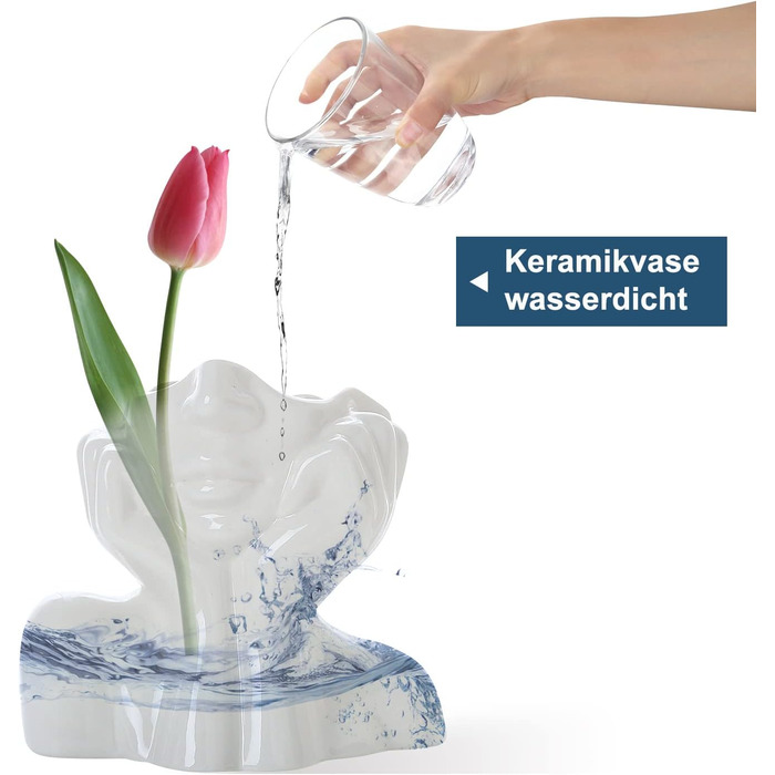 Ваза для обличчя, Декор столу з вазою для квітів, Керамічна ваза для тіла Ідеальна полиця жіночої форми, Сучасний фермерський стіл