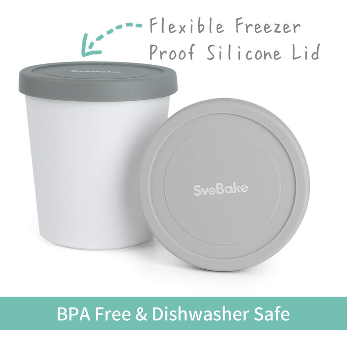 Контейнери для морозива 1 л - набір з 2 предметів, формочки для льоду з силіконовими кришками, контейнери для домашнього морозива 2 шт.-1 л